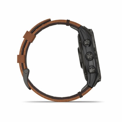 Montre Garmin Epix Génération 2 Sapphire, titane, Black DLC avec bracelet cuir marron