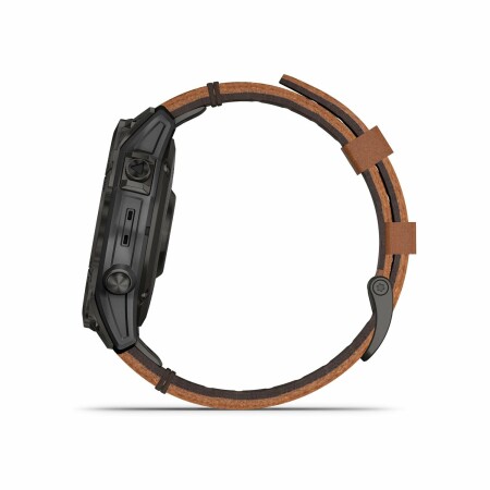 Montre Garmin Epix Génération 2 Sapphire, titane, Black DLC avec bracelet cuir marron