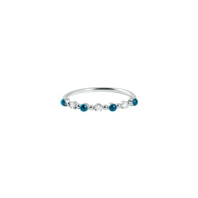 Bague Gigi Clozeau Classique en or blanc, résine jungle et diamants, taille 53