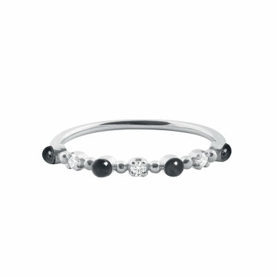 Bague Gigi Clozeau Classique en or blanc, résine noir et diamants, taille 52