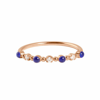Bague Gigi Clozeau Classique en or rose, résine bleu prusse et diamants, taille 51