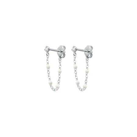 Boucles d'oreilles Gigi Clozeau Gigi Suprême en or blanc, résine blanche et diamants