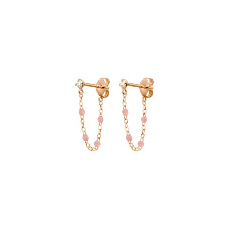 Boucles d'oreilles Gigi Clozeau Gigi Suprême en or rose, résine blush et diamants