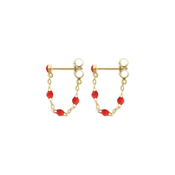 Boucles d'oreilles Gigi Clozeau Classique en or jaune et résine coquelicot