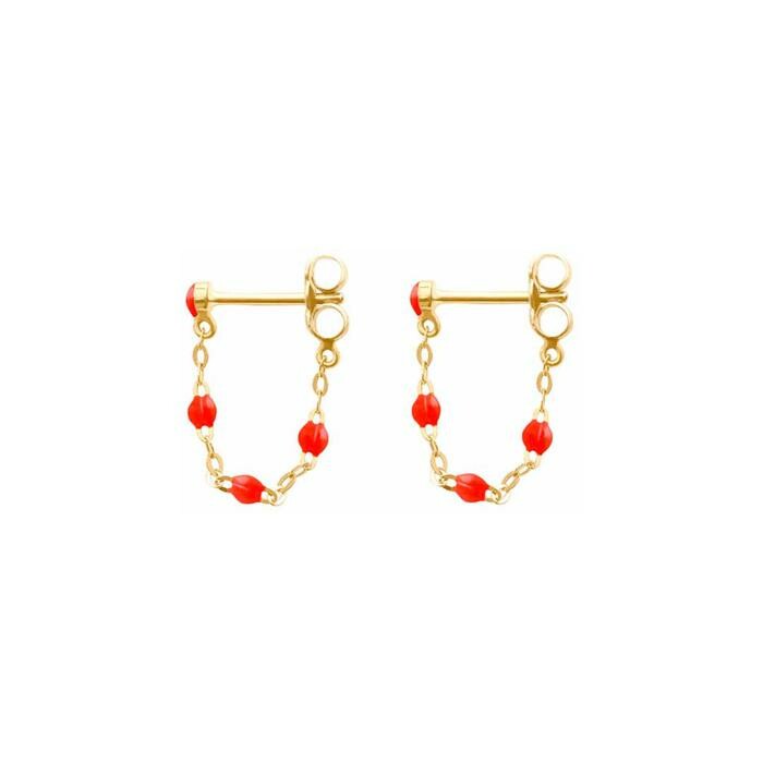 Gigi Clozeau Classique earrings, yellow gold and coral resin