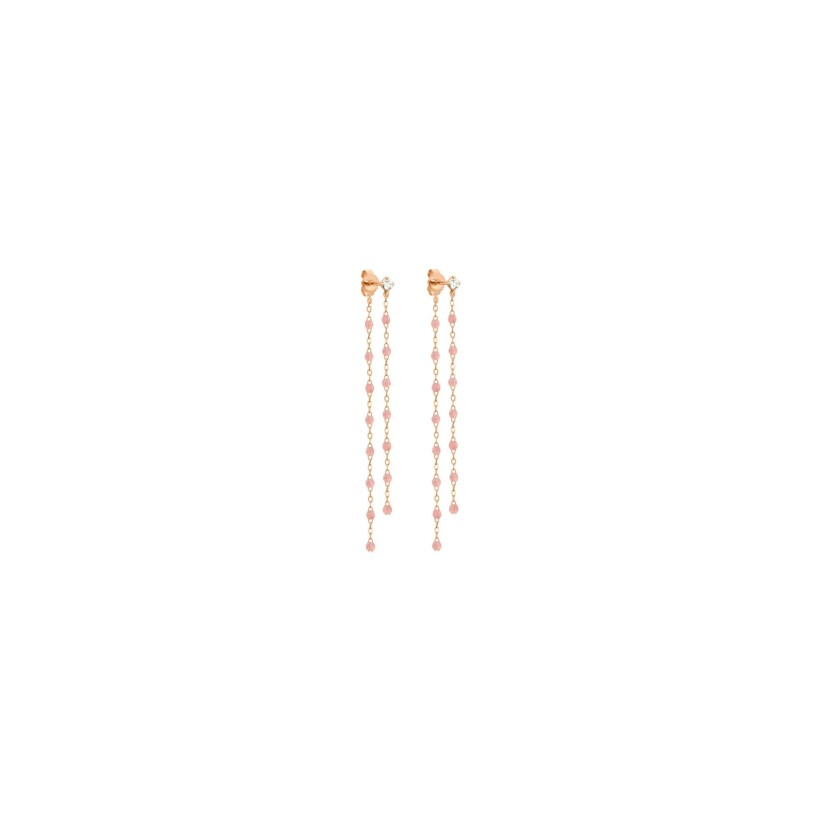 Boucles d'oreilles Gigi Clozeau Classique en or rose, résine blush et diamants