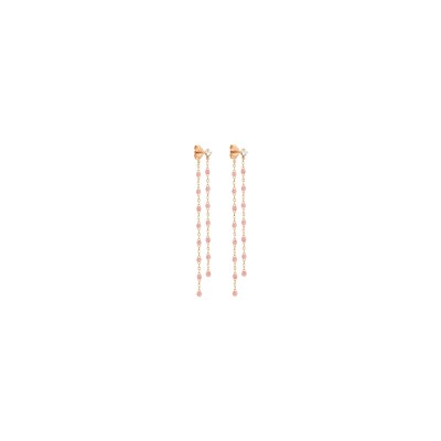 Boucles d'oreilles Gigi Clozeau Classique en or rose, résine blush et diamants