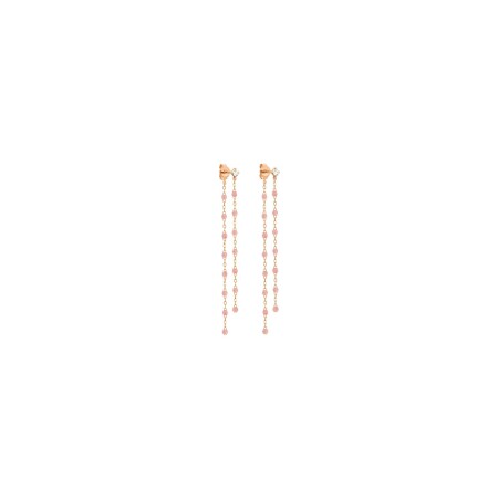 Boucles d'oreilles Gigi Clozeau Classique en or rose, résine blush et diamants