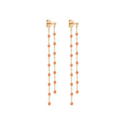 Boucles d'oreilles Gigi Clozeau Classique en or rose et résine orange fluo