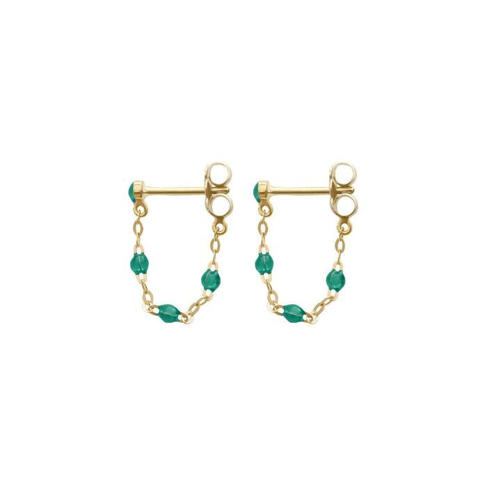 Boucles d'oreilles Gigi Clozeau Classique en or jaune et résine vert émeraude