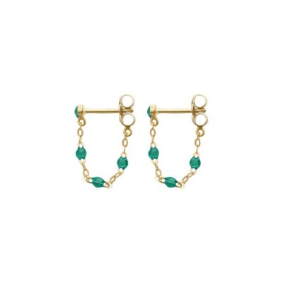 Gigi Clozeau Classique earrings, yellow gold and emerald green resin