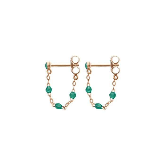 Gigi Clozeau Classique earrings, rose gold, emerald green resin