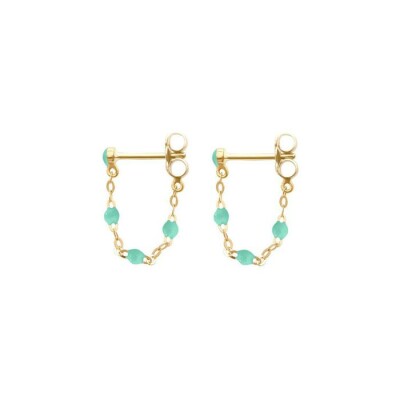 Boucles d'oreilles Gigi Clozeau Classique en or jaune et résine jade