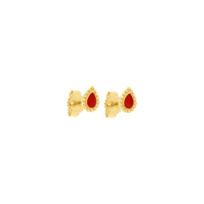 Boucles d'oreilles Gigi Clozeau Lucky Cashmere en or jaune et résine coquelicot