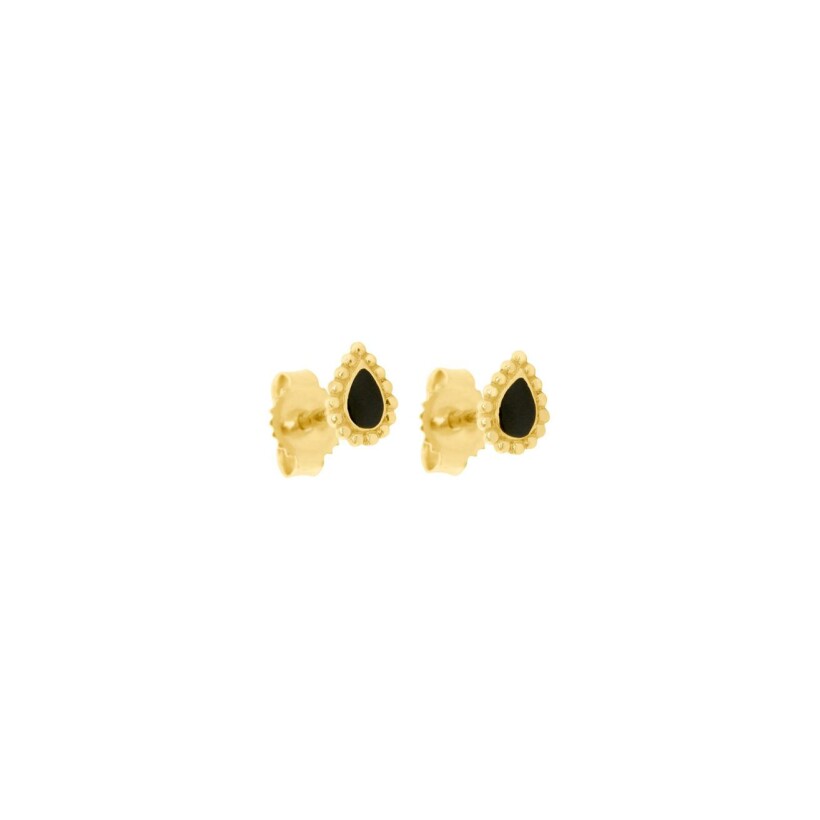 Boucles d'oreilles Gigi Clozeau Lucky Cashmere en or jaune et résine noir