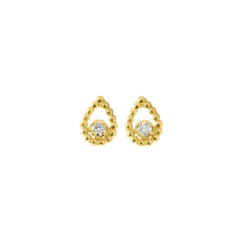 Boucles d'oreilles Gigi Clozeau Lucky Lotus en or jaune et diamants