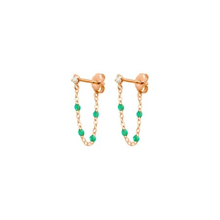 Boucles d'oreilles Gigi Clozeau Gigi Suprême en or rose, résine menthe et diamants