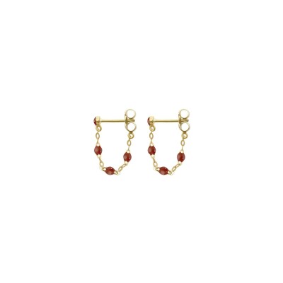 Boucles d'oreilles Gigi Clozeau Classique en or jaune et résine moka