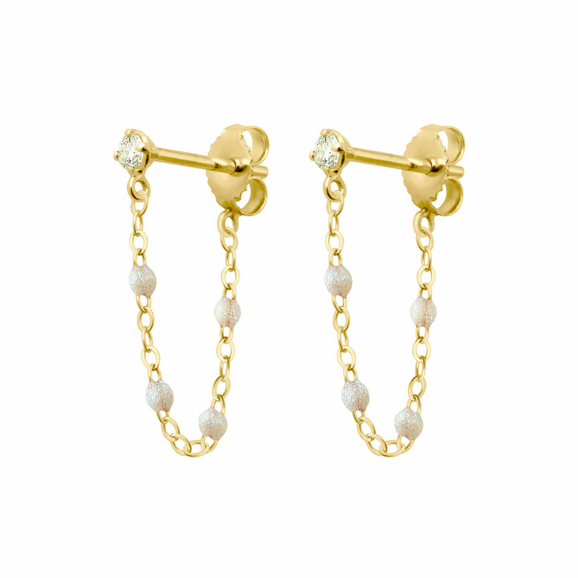 Boucles d'oreilles Gigi Clozeau Gigi SuprÃªme en or jaune, résine opale et diamants