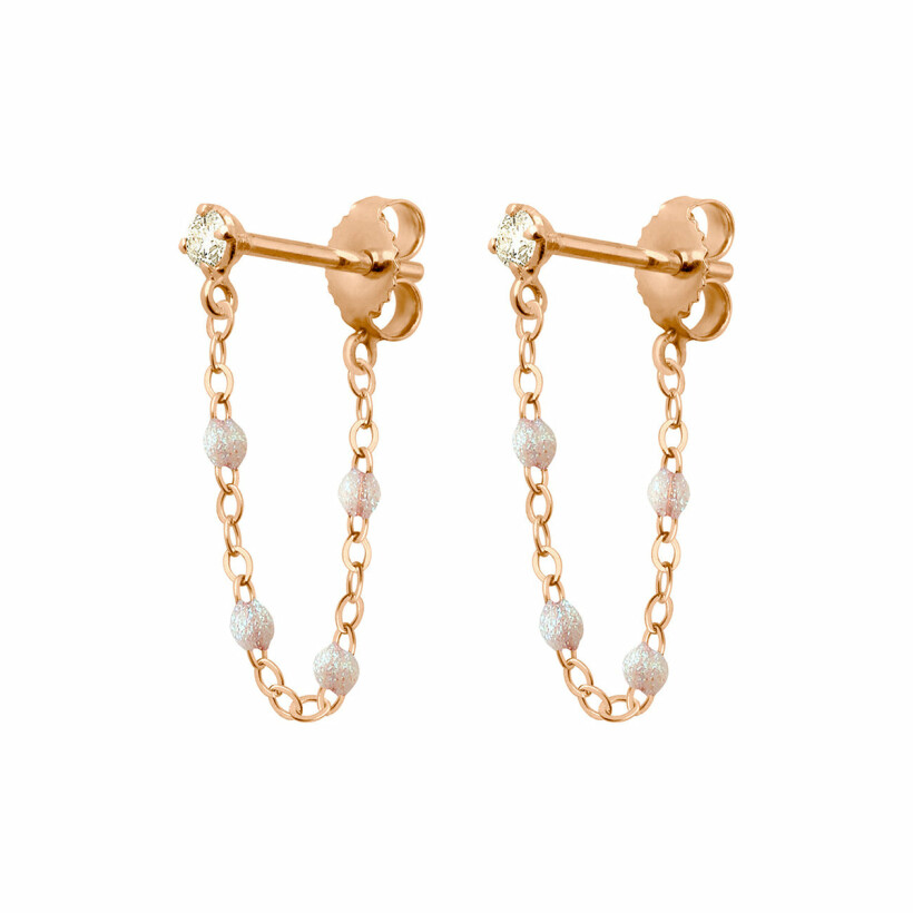 Boucles d'oreilles Gigi Clozeau Gigi Suprême en or rose, résine opale et diamants