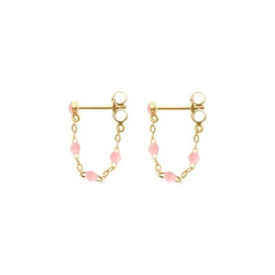 Gigi Clozeau Classique earrings, yellow gold and baby pink resin