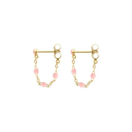 Boucles d'oreilles Gigi Clozeau Classique en or jaune et résine rose bébé