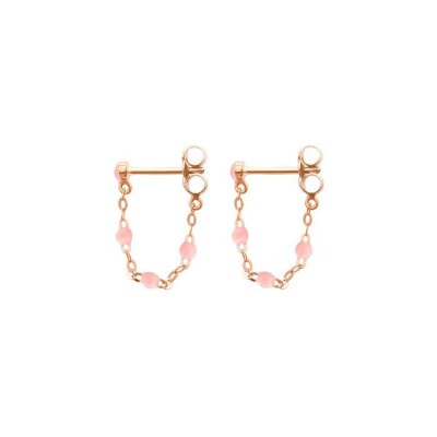 Boucles d'oreilles Gigi Clozeau Classique en or rose et résine rose bébé