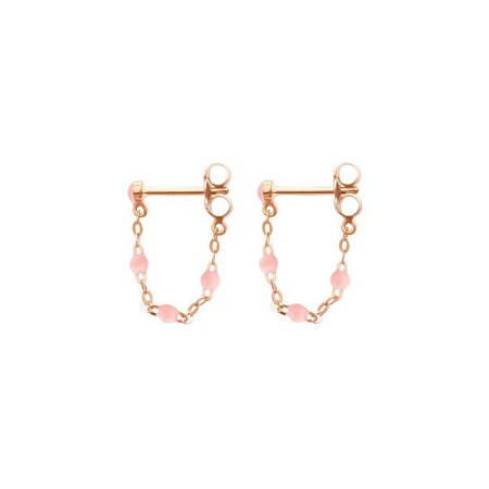 Boucles d'oreilles Gigi Clozeau Classique en or rose et résine rose bébé