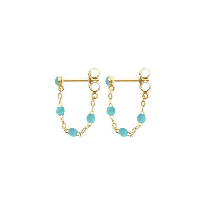 Boucles d'oreilles Gigi Clozeau Classique en or jaune et résine turquoise vert