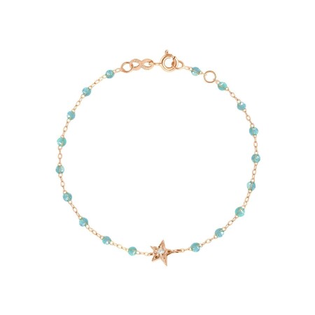 Bracelet Gigi Clozeau Etoile en or rose, résine aqua et diamants, taille 17cm