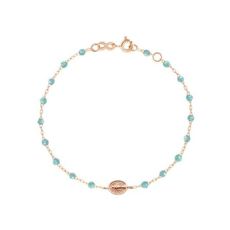 Bracelet Gigi Clozeau Madone en or rose et résine aqua, taille 17cm