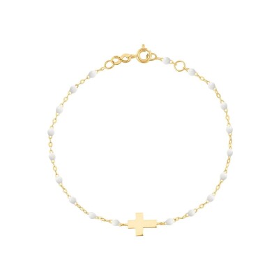 Gigi Clozeau Croix bracelet, yellow gold, white resin, size 13cm