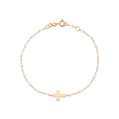 Gigi Clozeau Croix bracelet, rose gold, white resin, size 13cm