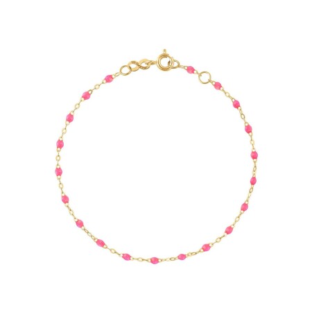 Bracelet Gigi Clozeau Classique en or jaune et résine rose fluo, taille 13cm