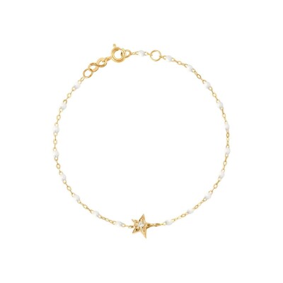 Bracelet Gigi Clozeau Etoile en or jaune, résine blanche et diamants, taille 17cm