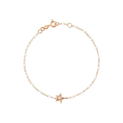 Bracelet Gigi Clozeau Etoile en or rose, résine blanche et diamants, taille 17cm