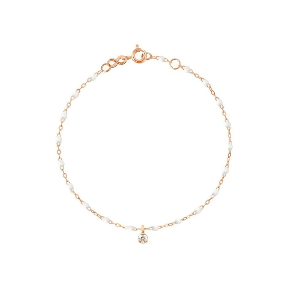 Bracelet Gigi Clozeau Gigi Suprême en or rose, résine blanche et diamants, taille 17cm