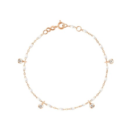 Bracelet Gigi Clozeau Gigi Suprême en or rose, résine blanche et diamants, taille 17cm