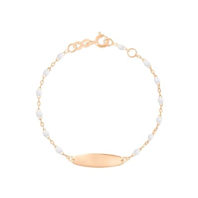 Bracelet Gigi Clozeau Little Gigi en or rose et résine blanche, taille 13cm