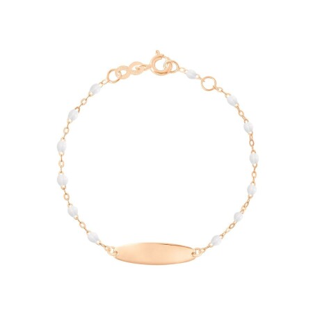 Bracelet Gigi Clozeau Little Gigi en or rose et résine blanche, taille 13cm