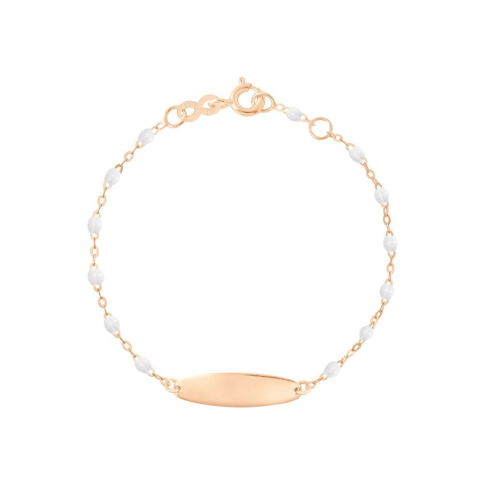 Bracelet Gigi Clozeau Little Gigi en or rose et résine blanche, taille 15cm