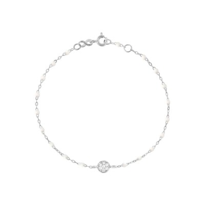 Bracelet Gigi Clozeau Puce en or blanc, résine blanche et diamants, taille 17cm
