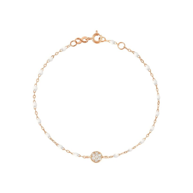 Bracelet Gigi Clozeau Puce en or rose, résine blanche et diamants, taille 17cm