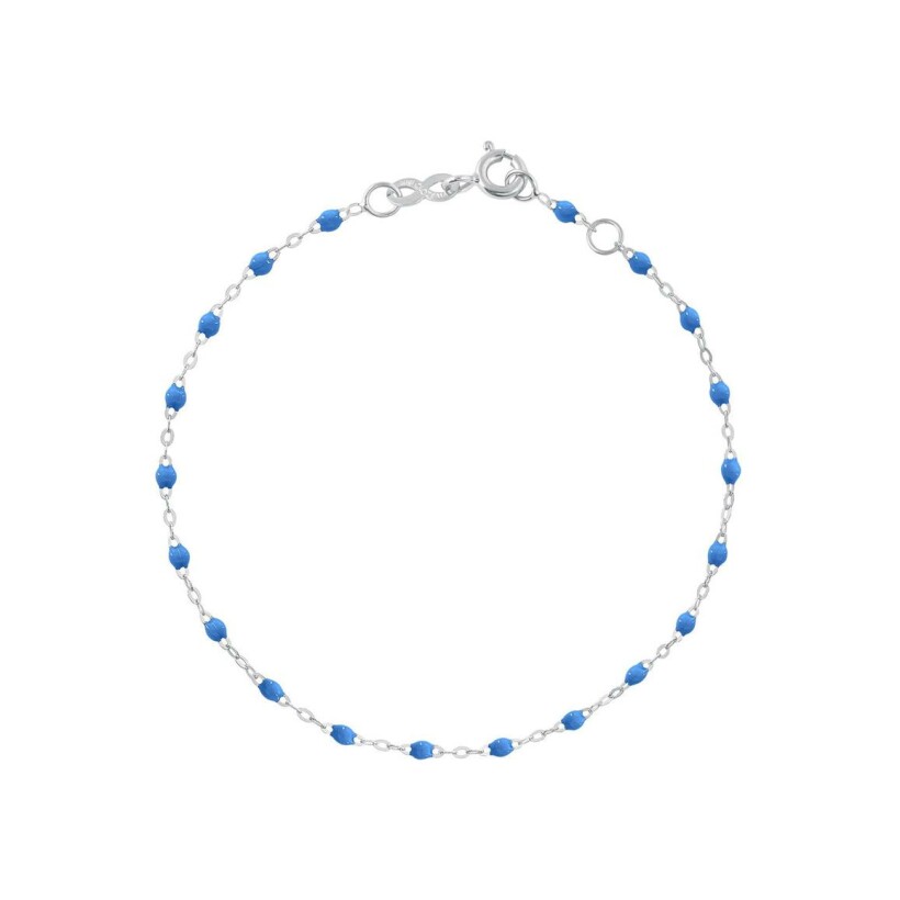 Bracelet Gigi Clozeau Classique en or blanc et résine bleu fluo, 15cm