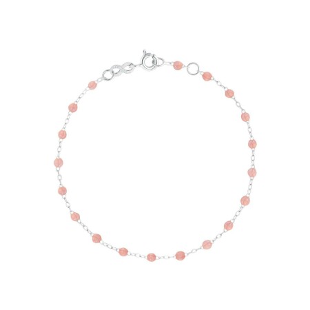 Bracelet Gigi Clozeau Classique en or blanc et résine blush, taille 17cm