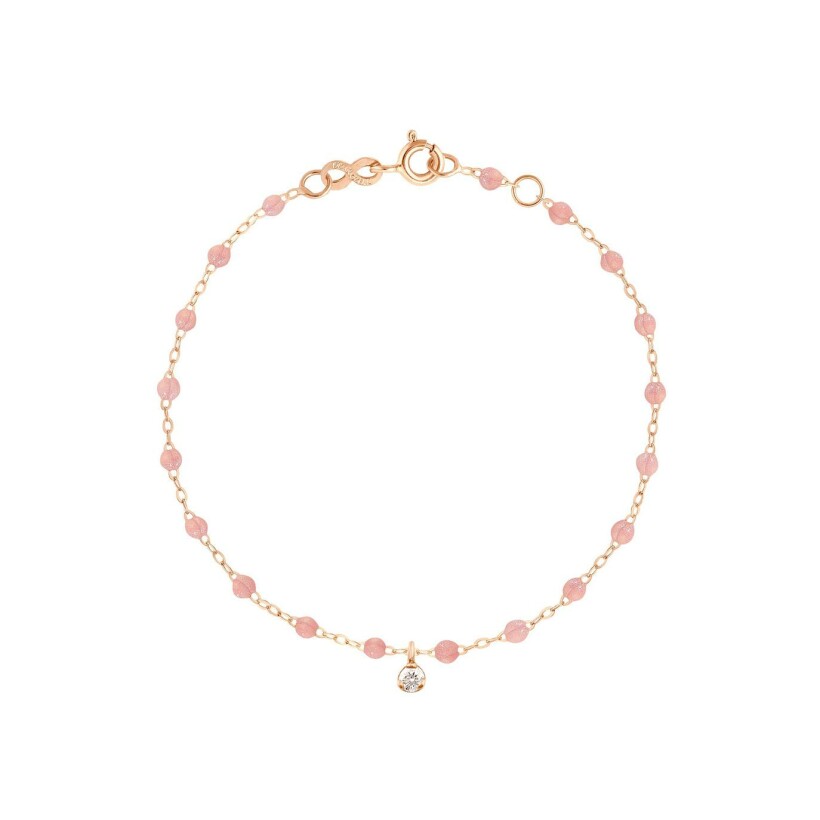 Bracelet Gigi Clozeau Gigi Suprême en or rose, résine Blush et diamants, taille 17cm