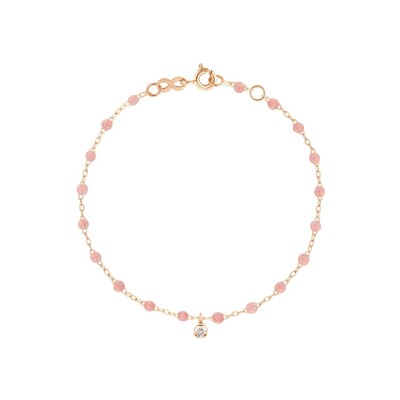 Bracelet Gigi Clozeau Gigi Suprême en or rose, résine Blush et diamants, taille 17cm