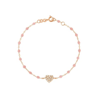 Bracelet Gigi Clozeau In Love en or rose, résine Blush et diamants, taille 17cm