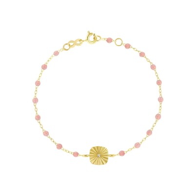 Bracelet Gigi Clozeau Miss Lumière en or jaune, résine blush et diamant, 17cm