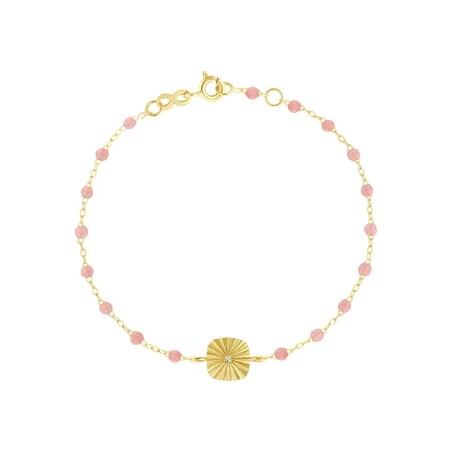 Bracelet Gigi Clozeau Miss Lumière en or jaune, résine blush et diamant, 17cm